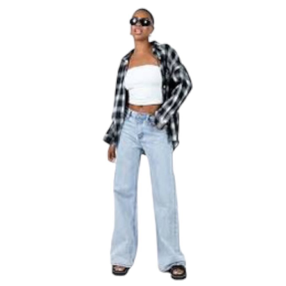 NWT Princess Polly Oxley Black and white plaid shirt 6